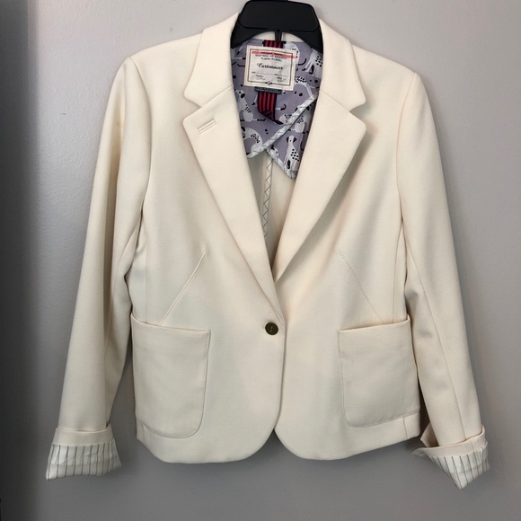 Cartonnier Jackets & Blazers - CARTONNIER cream ANTHROPOLOGIE blazer dog lining